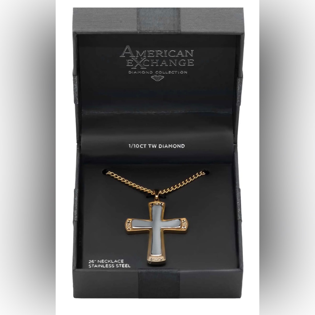 American Exchange Metal Silver Rose Cross Pendant Necklace
